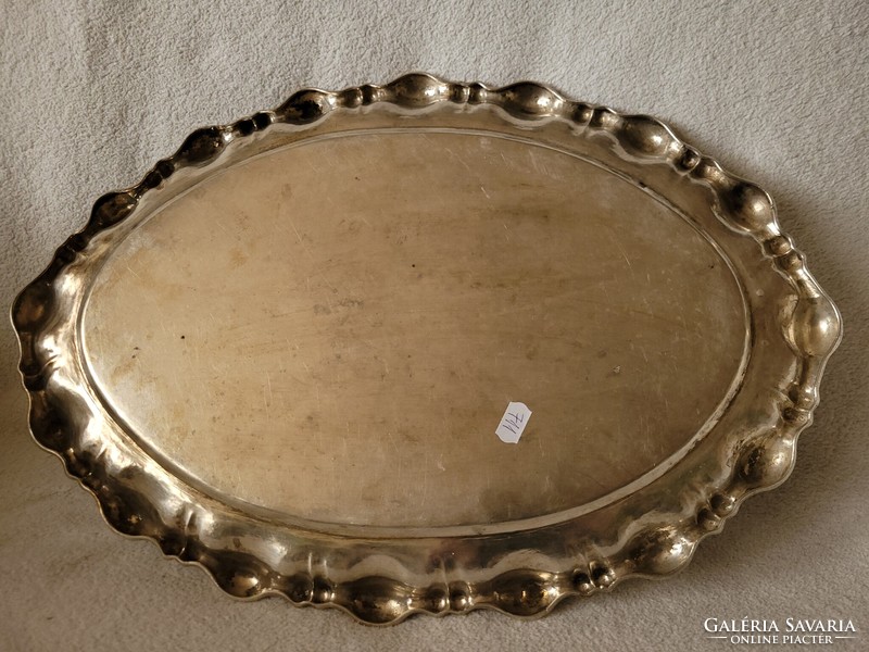 Old very nice silver tray in the condition shown in the picture, size 31x46 cm, weight 711 g.