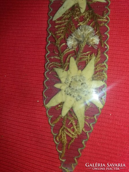 Antique beautiful transparent gold cord bookmark with pressed snow wool inside Zakopane souvenir