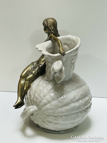 Copper vase with female nude