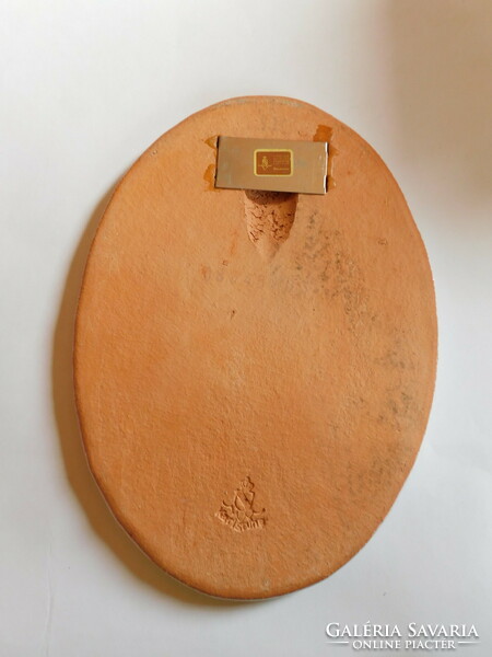 Oval ceramic wall picture - maiden (marked by Karlsruhe) 27 cm