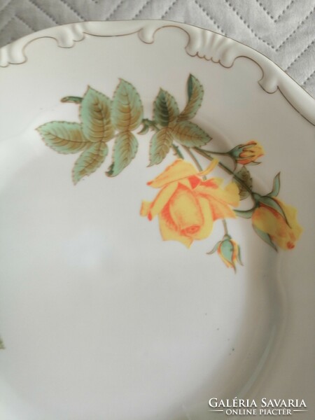 Zsolnay sárga rózsás gyönyörű lapos tányér
