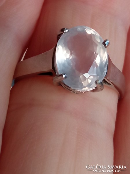 Rózsakvarc 925 ezüst gyűrű 58