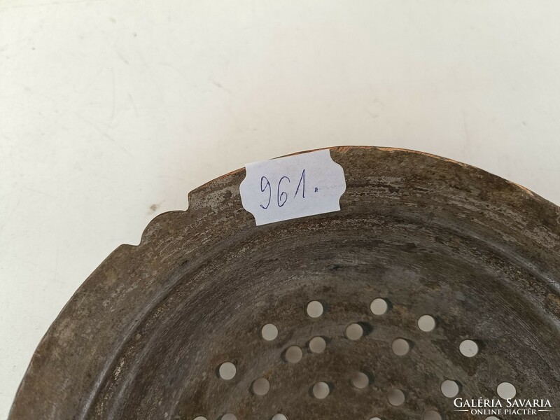 Antik konyhai eszköz vörösréz szűrő ónozás nyomaival 961 8655