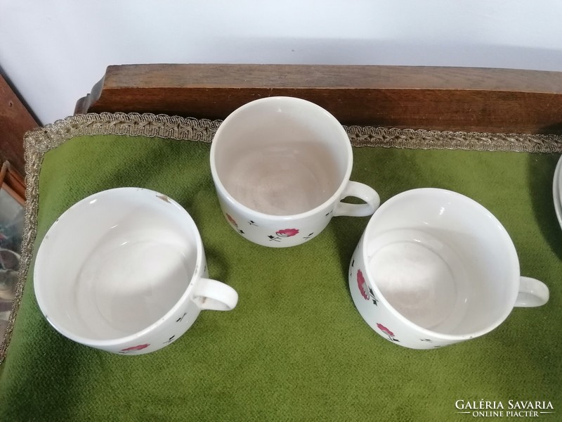 Old granite with 3 teacup coasters + sugar bowl