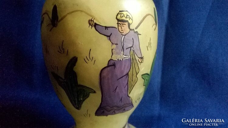 Hand painted onyx vase