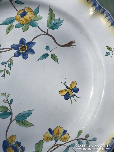 Bogaras virágos kézzel festett tányér