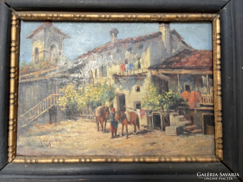 Gyula Gutaházy Németh: Italian village oil painting