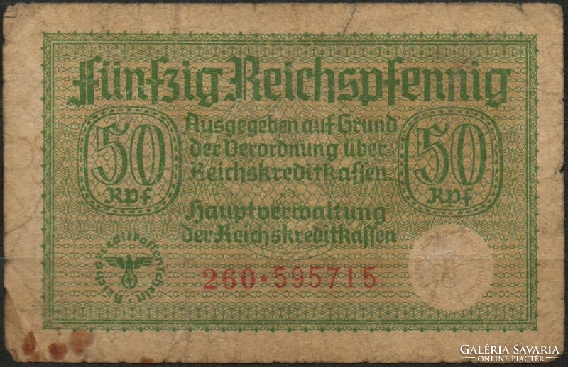 D - 176 -  Külföldi bankjegyek: Németország 1940-45  50 pfennig