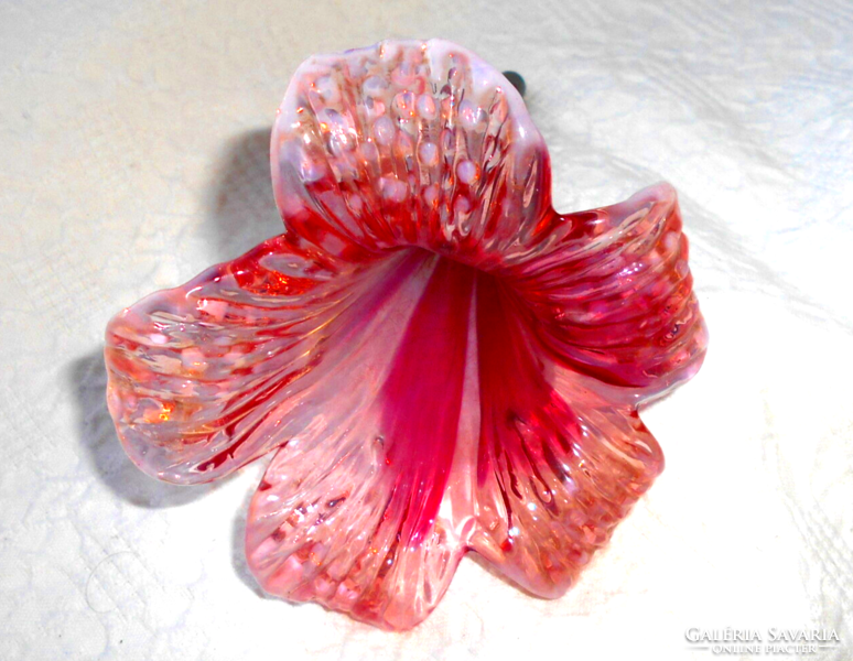 Antik Muránói üveg virág-szép kézműves darab- eredetileg  egy váza felső része volt