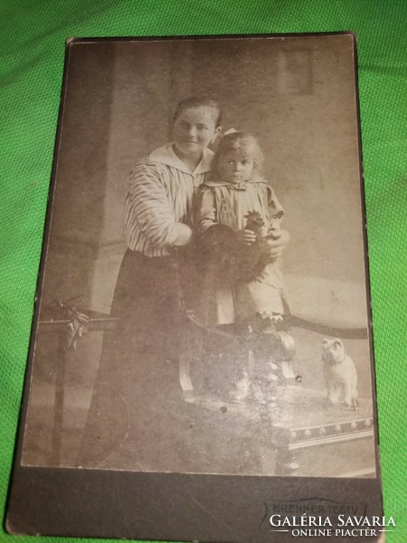 Antique hardboard sepia photo mother with child Brenner brothers Szeged 17x10 cm, according to pictures