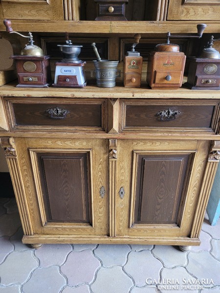 Antique pewter pine sideboard, rustic furniture