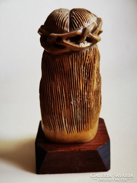 Hand-carved olive wood bust, Jesus Christ on a cedar plinth