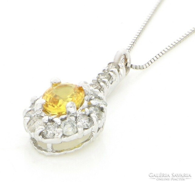Women's necklace with diamonds and yellow sapphires