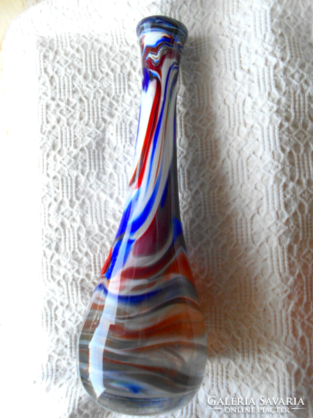 Muránói nagy méretű  váza  többszínű üvegből  - 34 cm