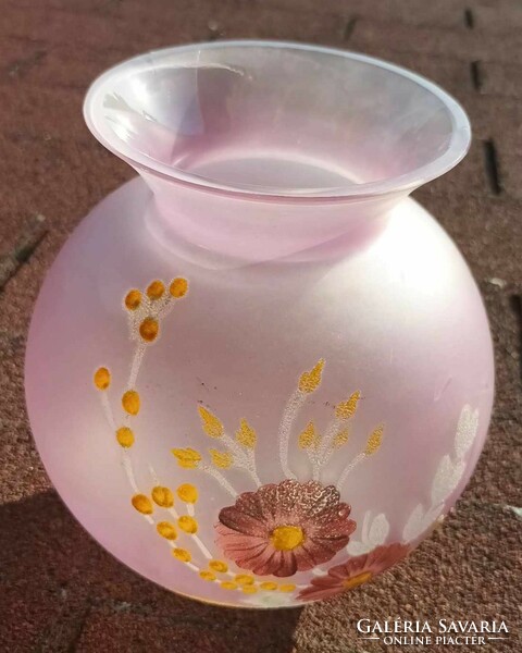 Hand-painted glass globe vase - glass vase - pink