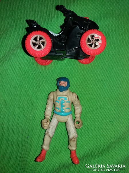 Retro rare g.I.Joe size action man - (12 cm) figure quad 4-wheel toy with small car according to pictures