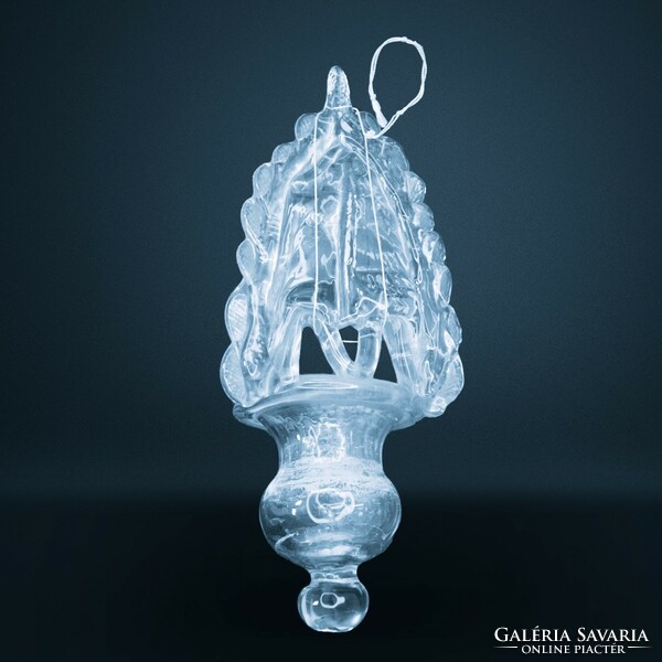 Colorless glass holy water container