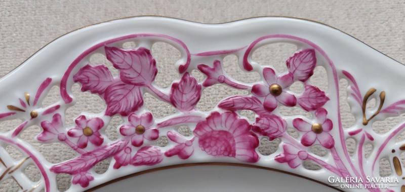 Apponyi mintás herendi porcelán áttört falitányér hibátlan állapotban