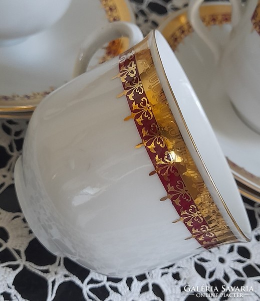 Thun Czech burgundy-gold tea set