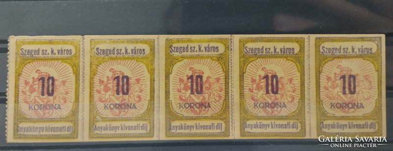 1920. 10 Korona Szeged city registration certificate fee (fee)**