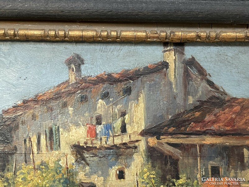 Gyula Gutaházy Németh: Italian village oil painting