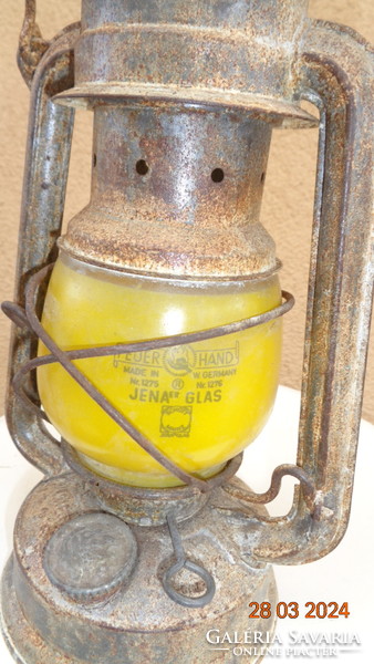 Petróleum lámpa , viharlámpa , német gyéártmányú , Feuerhand , jénai üveggel