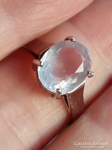 Rose quartz 925 silver ring 58