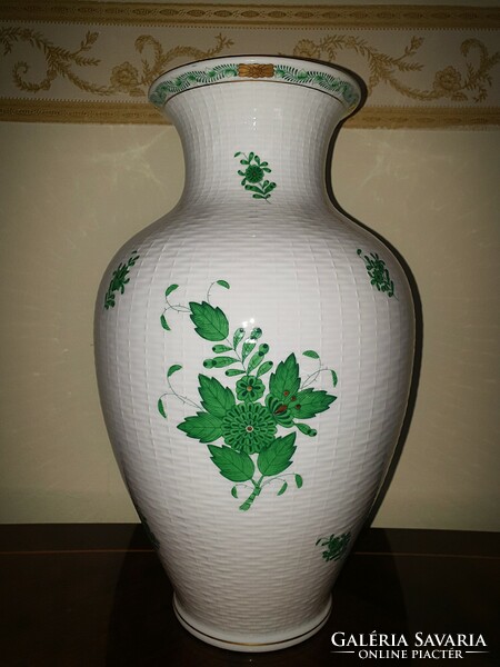 Nagyméretű Herendi zöld Apponyi váza 32cm