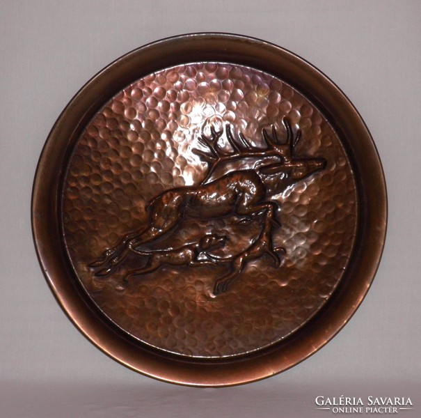 Old decorative tray with a hunting scene. For hunters.