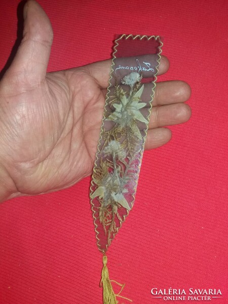 Antique beautiful transparent gold cord bookmark with pressed snow wool inside Zakopane souvenir