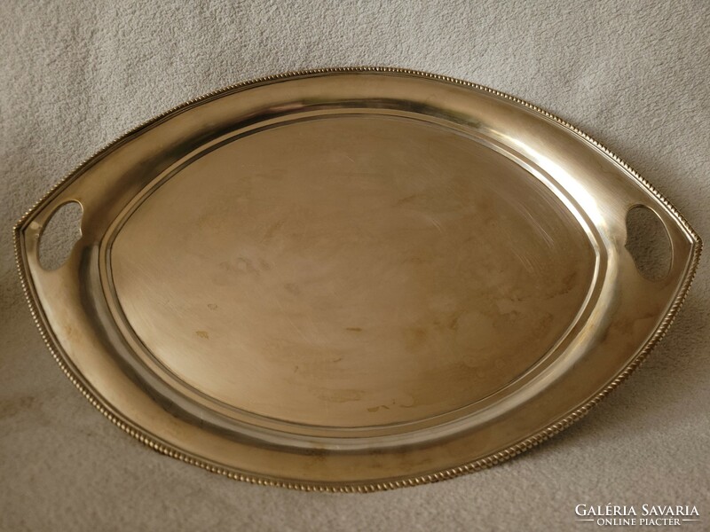 Old very nice silver tray in the condition shown in the picture, size 29x42 cm, weight 823 g.