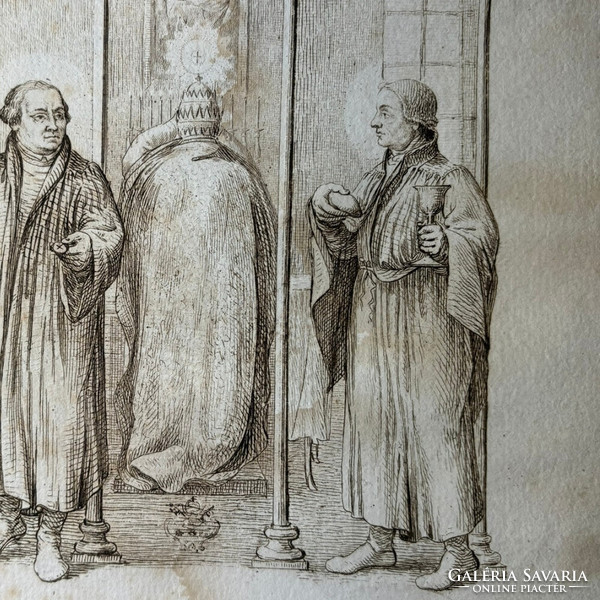 Representatives of the Reformation - knoff röszler? - Luther and Calvin facing each other - steel engraving