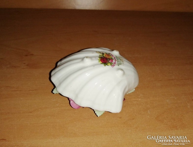 Gyönyörű Royal Albert angol csontporcelán rózsa virágcsokor shell kagyló tartóban figura