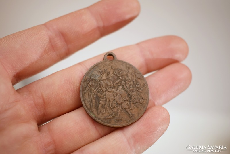 Old / antique bronze i. Francis Joseph Millennium Br Commemorative Medal 1896 / Our millennium story for millennia