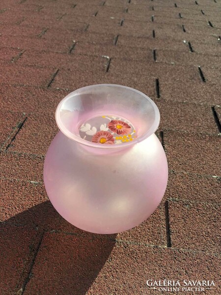 Hand-painted glass globe vase - glass vase - pink