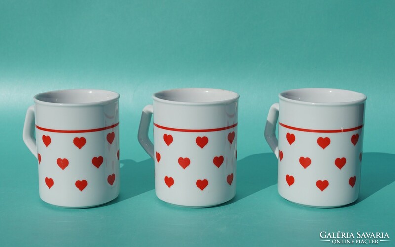 Old retro Zsolnay porcelain mug with heart pattern