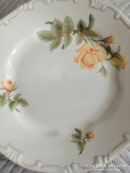 Zsolnay sárga rózsás gyönyörű lapos tányér