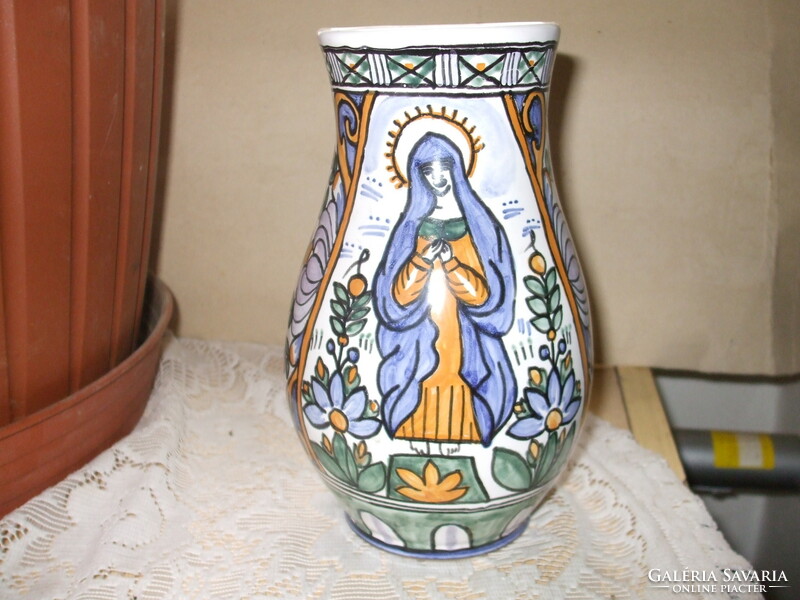 Old hand-painted jug with a picture of a saint. For sale!