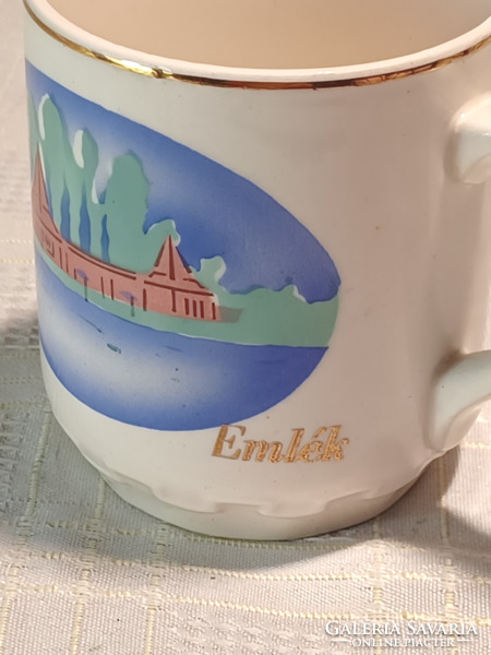 Old granite mug-harkányfürdő with commemorative inscription