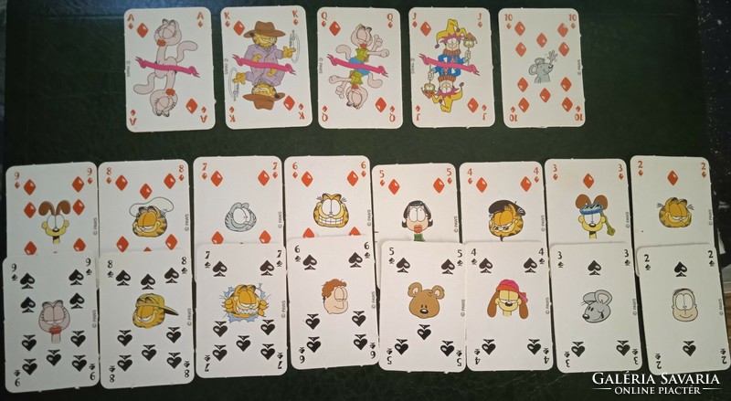 French mini card with Garfield figures collector's interest 21 games rummy poker bridge canasta card