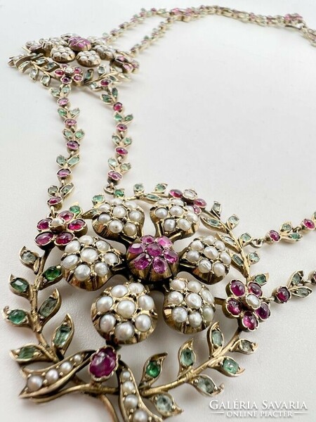 My antique museum necklace is emerald-ruby and pearl