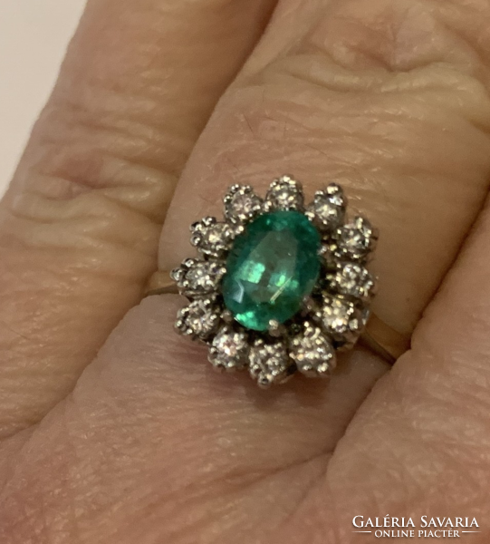 Margaret gold ring with 0.30 Ct diamonds and emeralds. With certificate