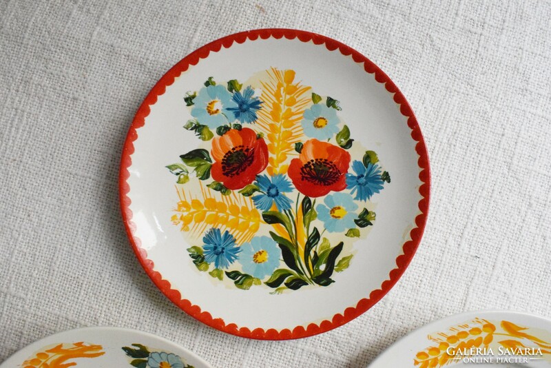 Dísztányér , festett tavasz csokor virág mintás fali tányér , Gránit , 2db.