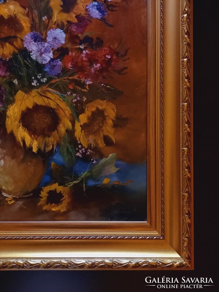 István Reinhardt - sunflower (gallery oil painting)
