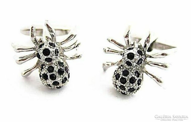 Mng02 - spider-shaped cufflinks with black rhinestones, cufflinks