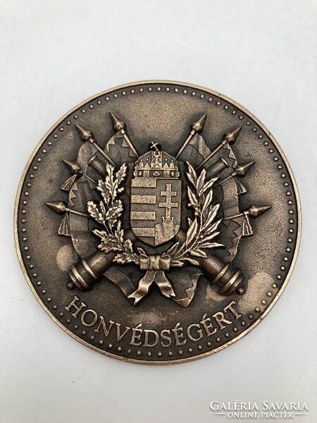 Címeres régi honvédségi bronz Honvédségért plakett