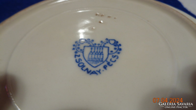 Antik Zsolnay teázó tányérok  ,  Júlia  jelzéssel
