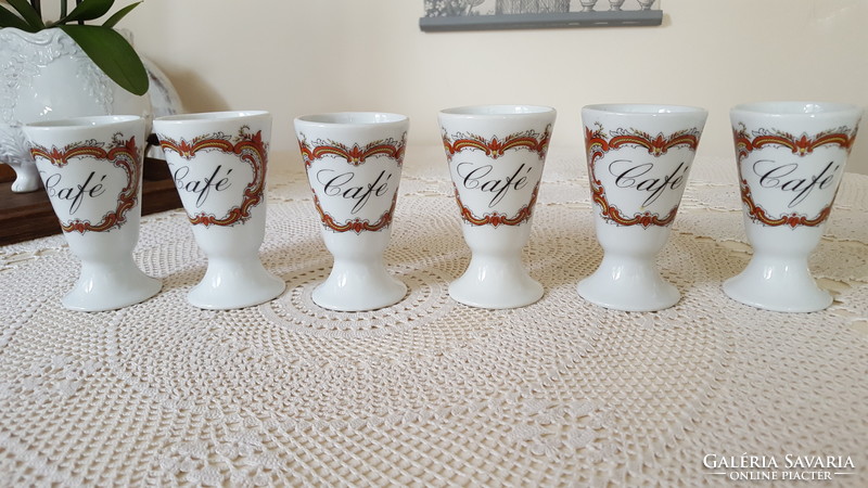 French Limoges porcelain coffee cup with base, 6 cups.