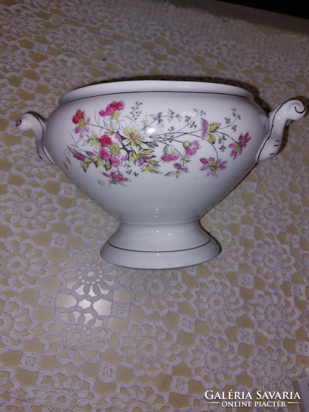 Antique porcelain soup bowl with base