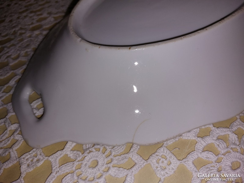 White serving tray with indigo pattern, porcelain roasting dish, piece of nostalgia